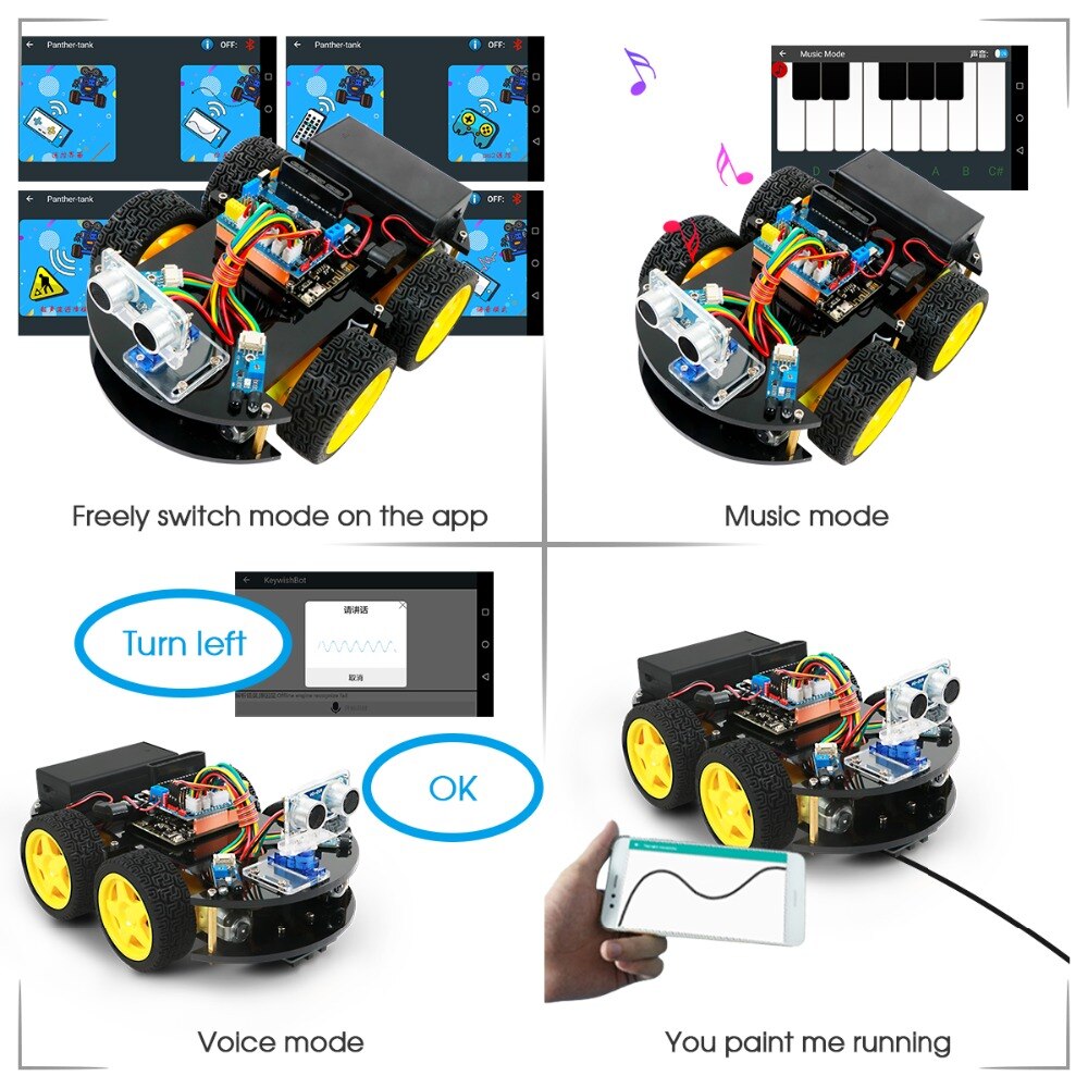 Arduino Robot 4WD Cars APP RC Remote Control